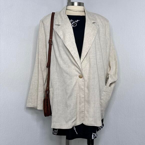 Vintage 90s Minimalist Costal One Button Blazer Unlined - Picture 3 of 7